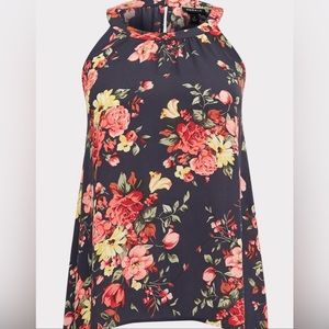 Torrid Floral Georgette Goddess Neckline Girlhood Girlie Summer Plus Tank Sz 0X